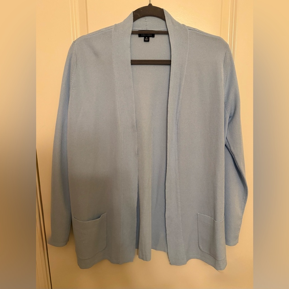 Jones New York Light Blue Open Front Sweater